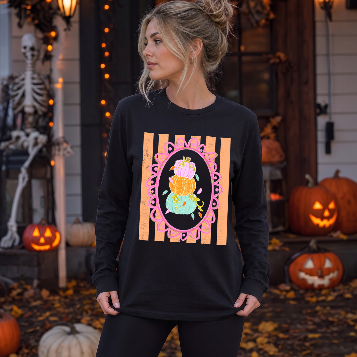 Orange Stripes Pumpkins Frame