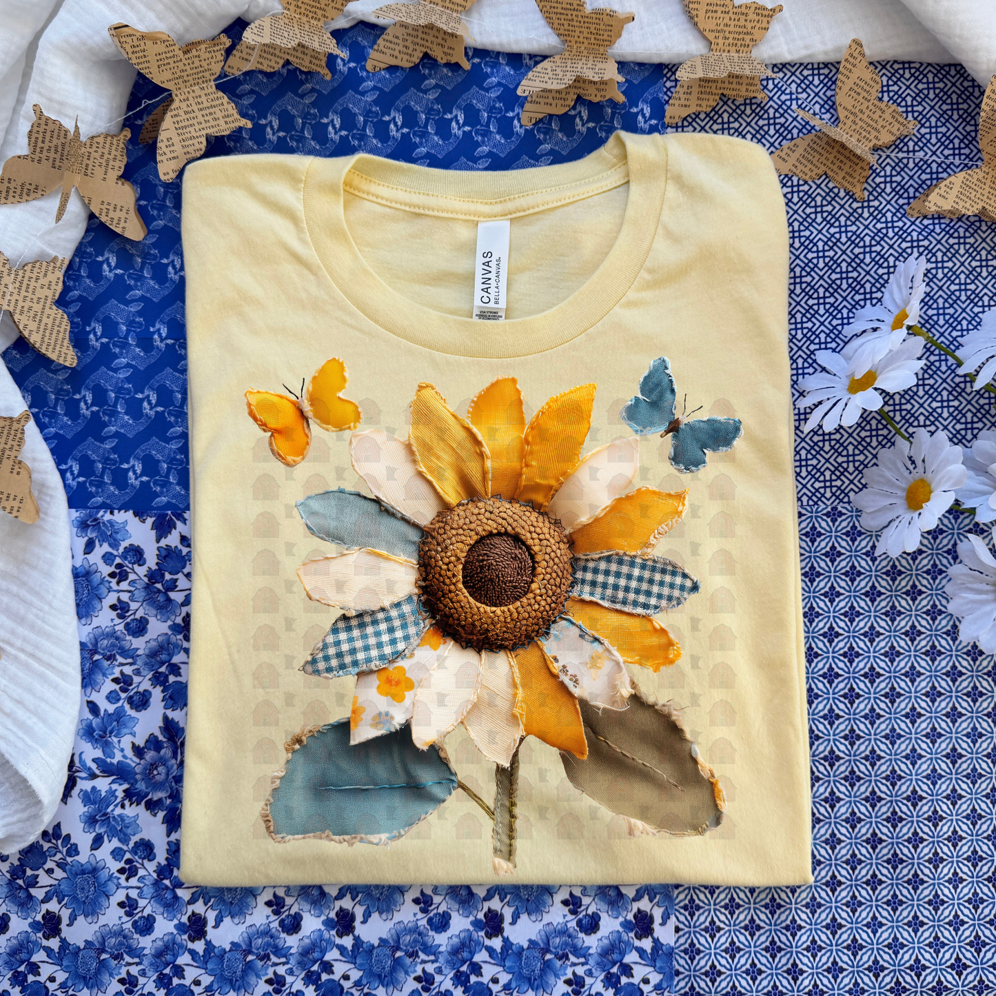 Patchwork Sunflower And Butterflies