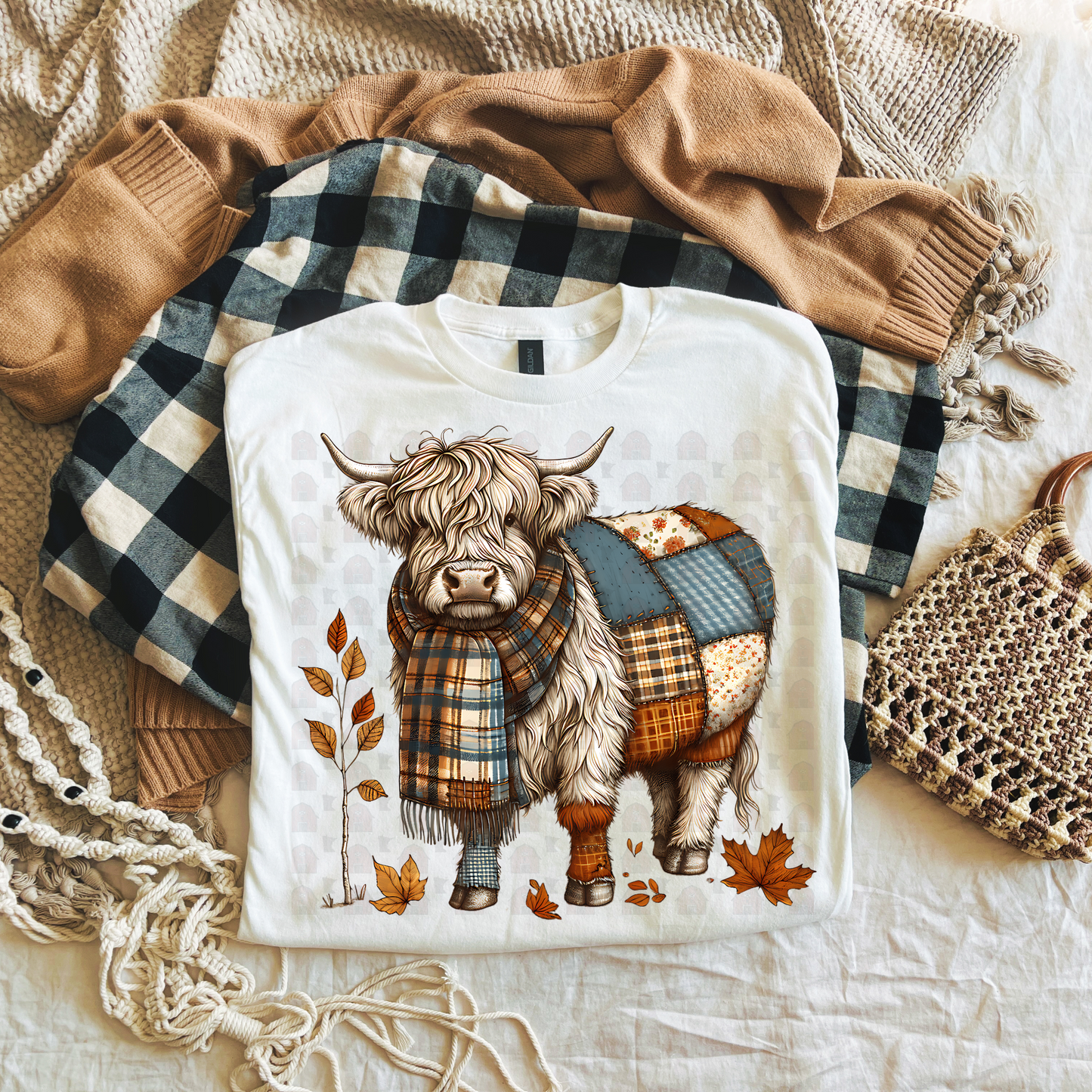 Patchwork Vest Fall Highland Cow