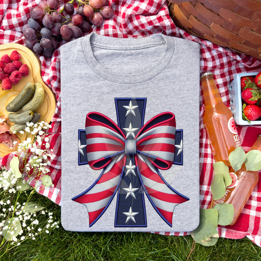 Patriotic Cross Coquette Bow
