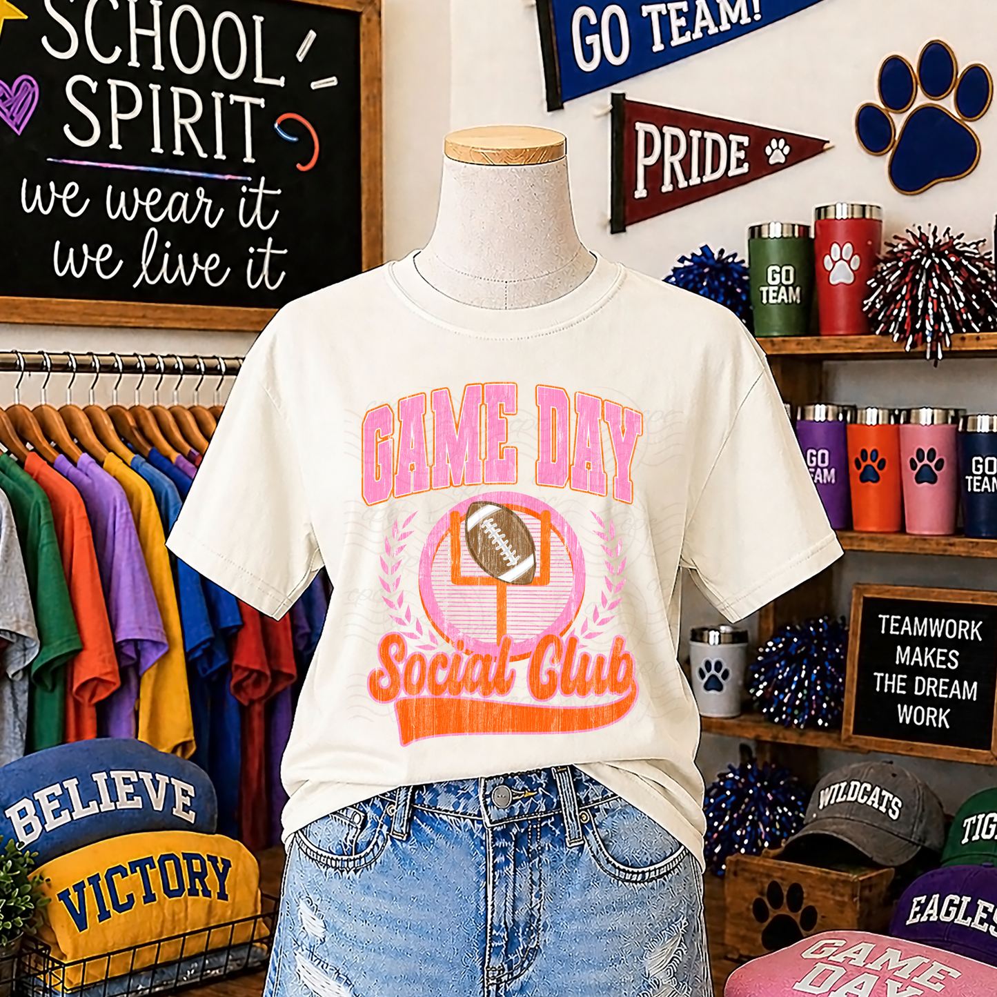 Pink And Orange Game Day Social Club