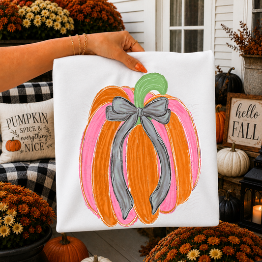 Pink And Orange Watercolor Pumpkin