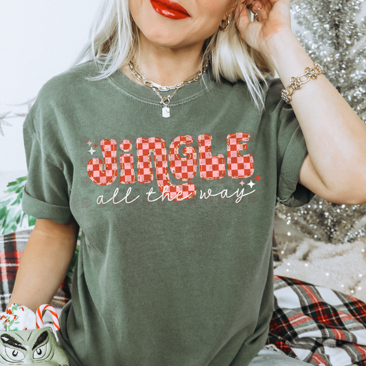 Pink Red Checkered Jingle All The Way