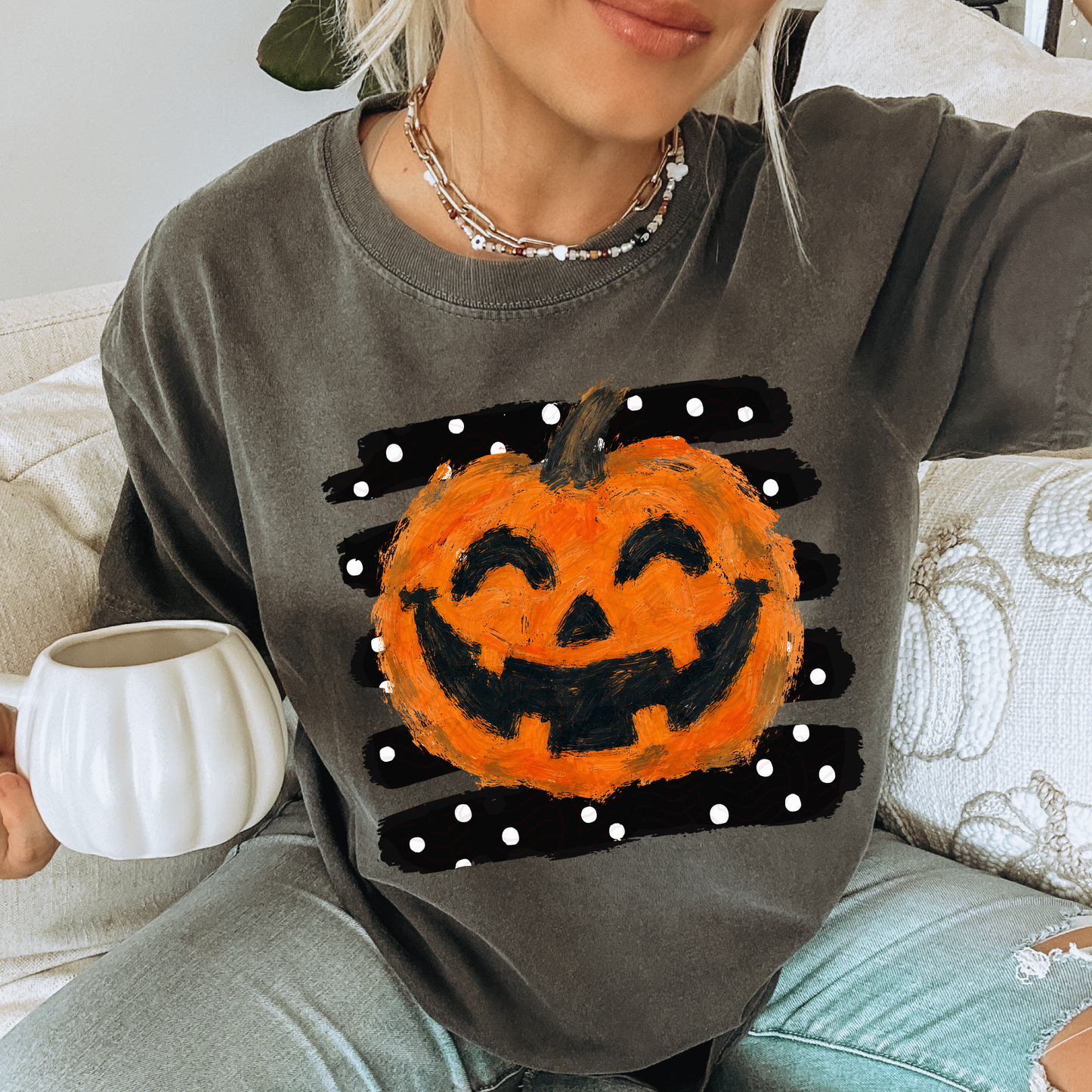 Polka Dot Stripes Jack O Lantern