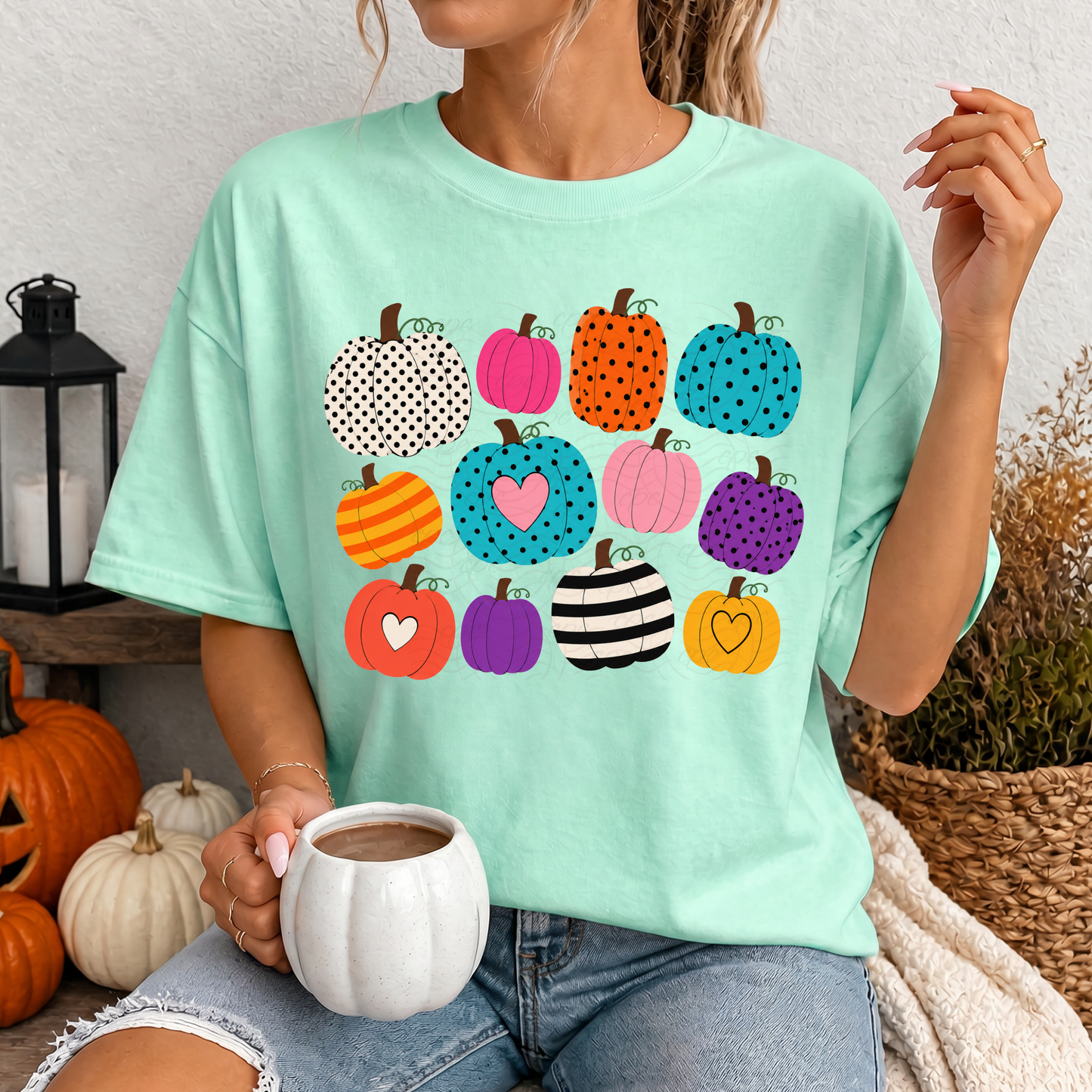 Preppy Colorful Patterned Pumpkins Collage