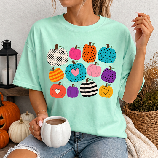 Preppy Colorful Patterned Pumpkins Collage