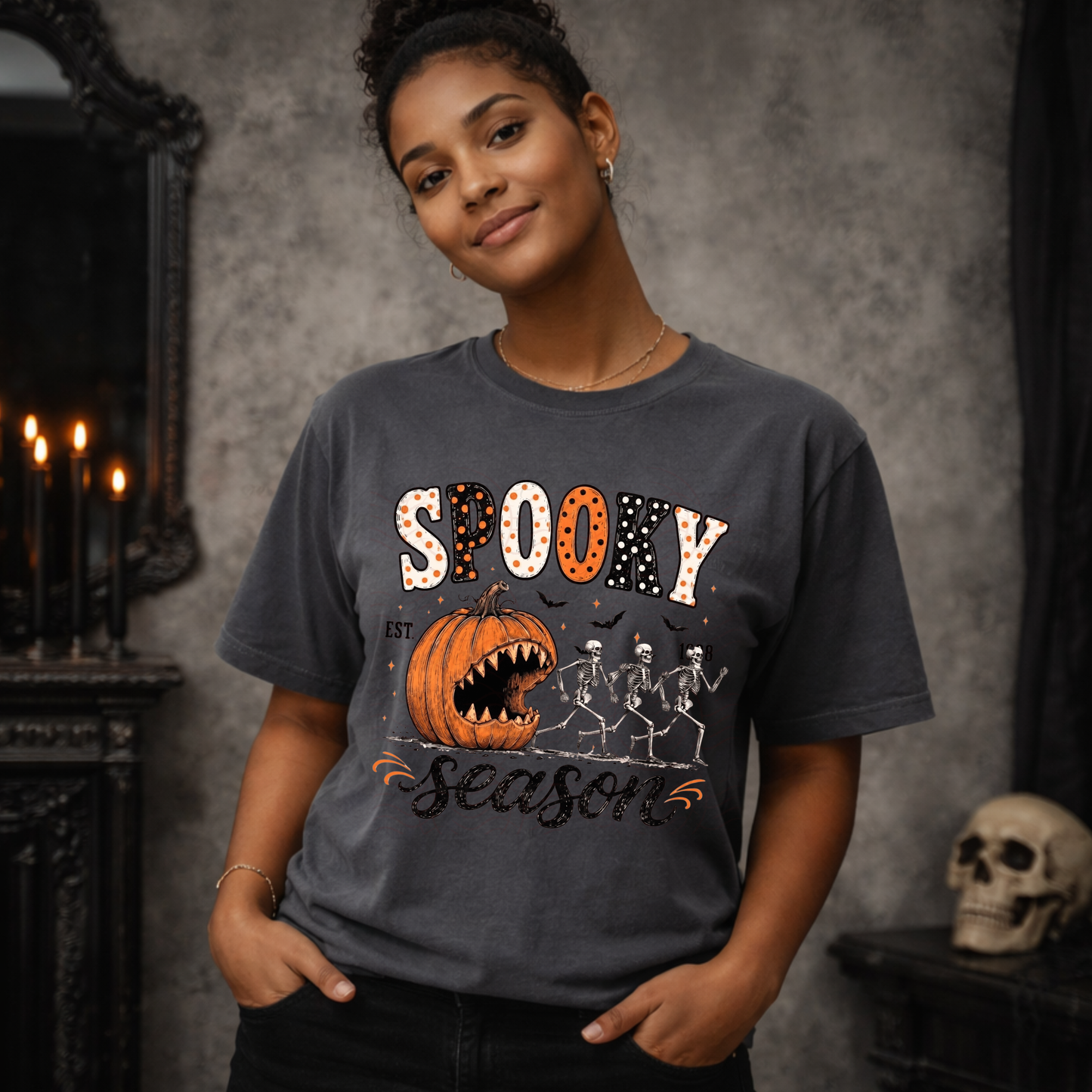Pumpkin Chasing Skeletons