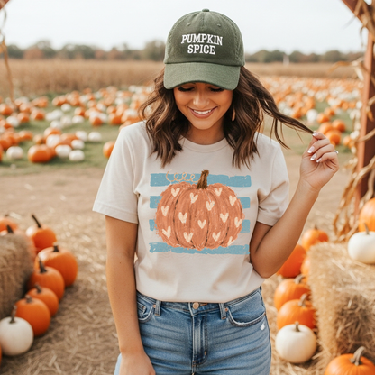 Pumpkin Hearts Stripes