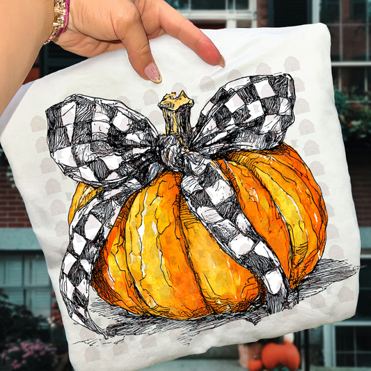 Pumpkin With Checkered Bow