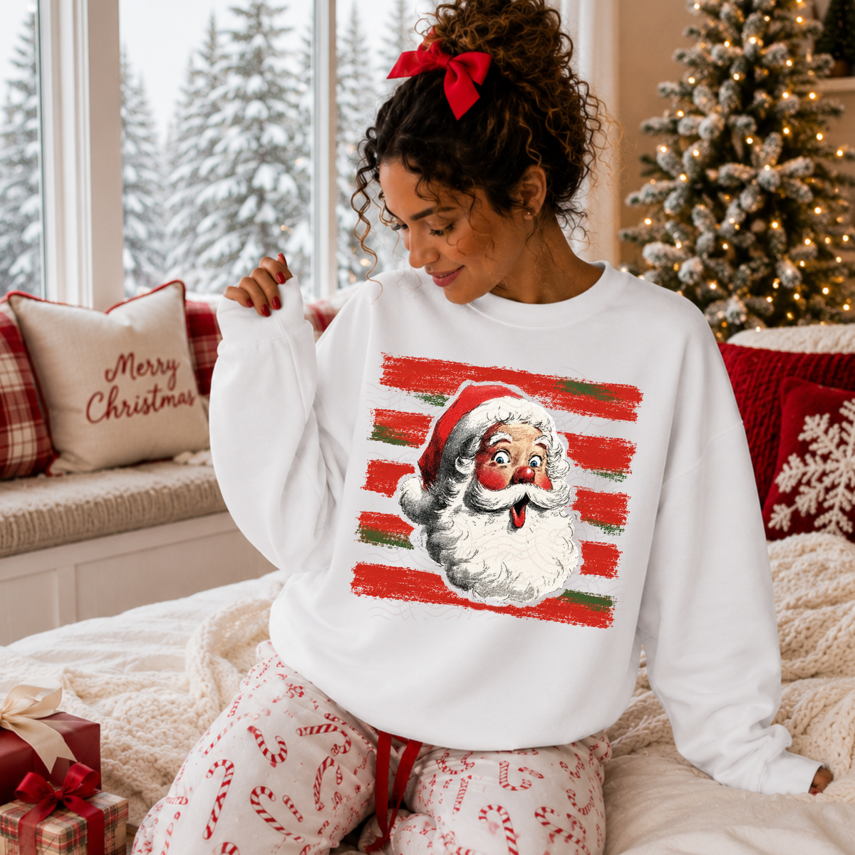 Red And Green Stripes Santa