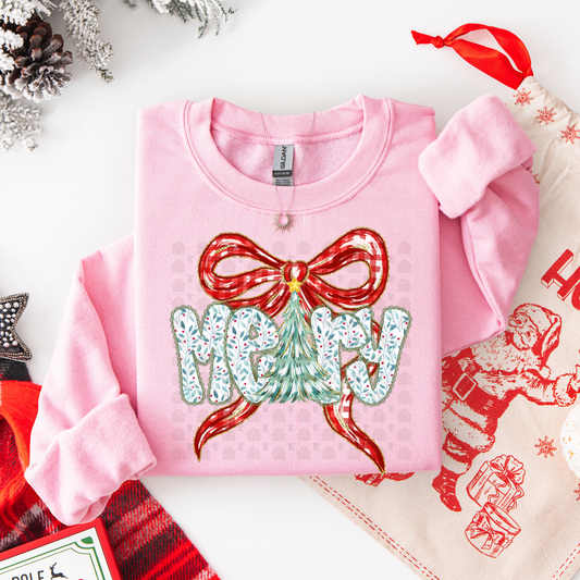 Red And White Checkered Bow Merry
