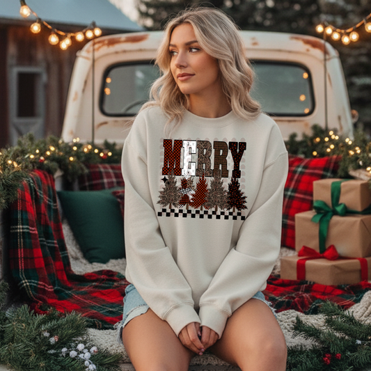 Red Black Plaid Leopard Merry Patterned Trees