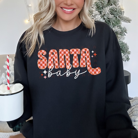 Red Pink Checkered Santa Baby