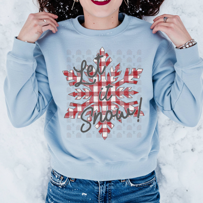 Red Plaid Snowflake Let It Snow