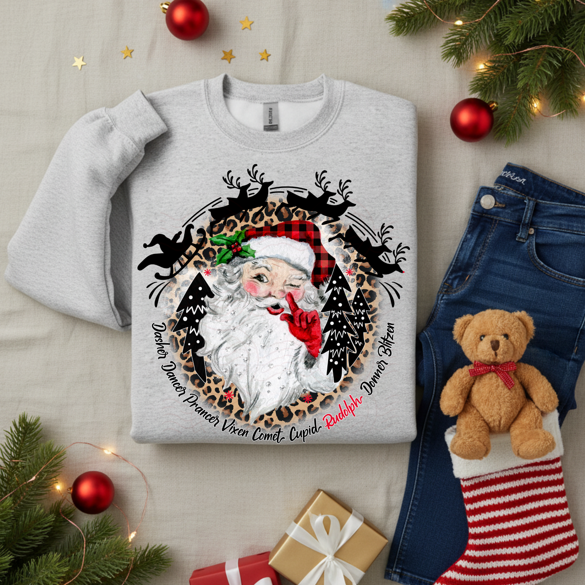 Reindeer Circle And Santa