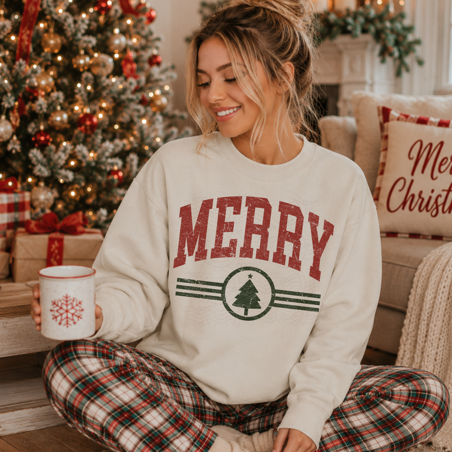 Retro Merry Stripes And Circle Trees