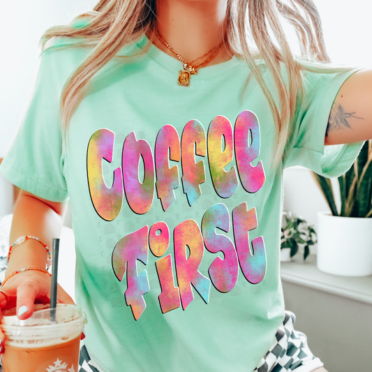 Retro Water Colors Coffee First