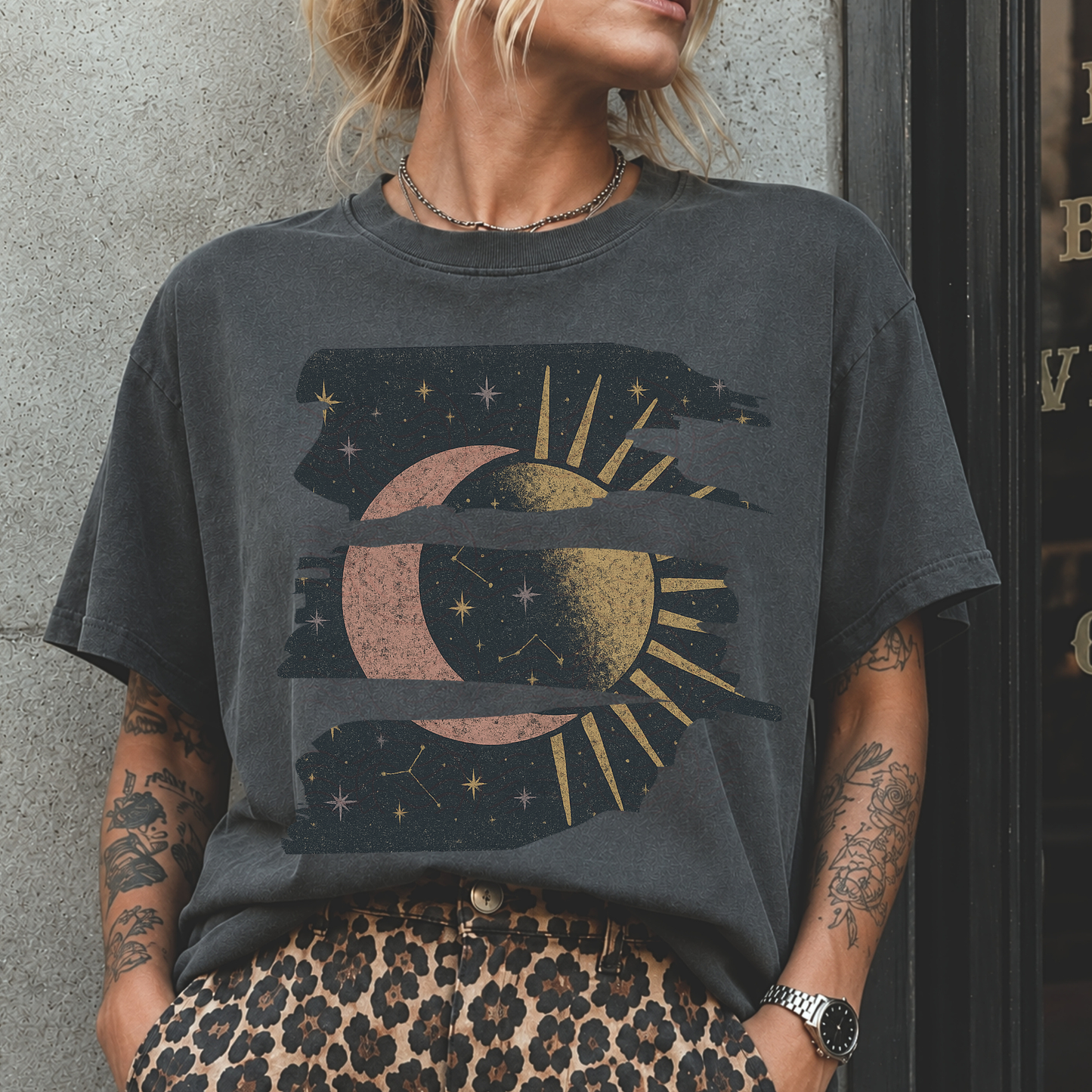 Ripped Brushstroke Sun Moon Stars
