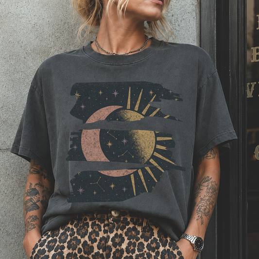 Ripped Brushstroke Sun Moon Stars