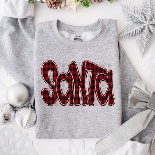 Santa Funky Doodle Buffalo Check