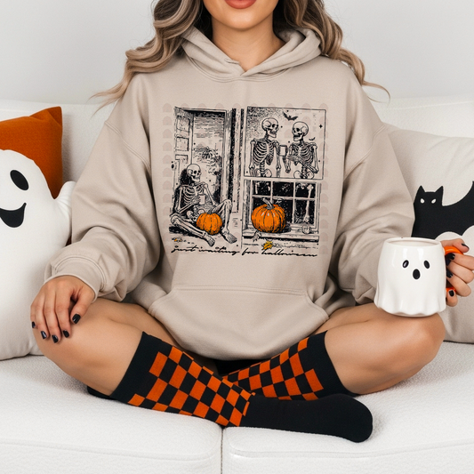 Skeletons And Pumpkins Waiting For Halloween