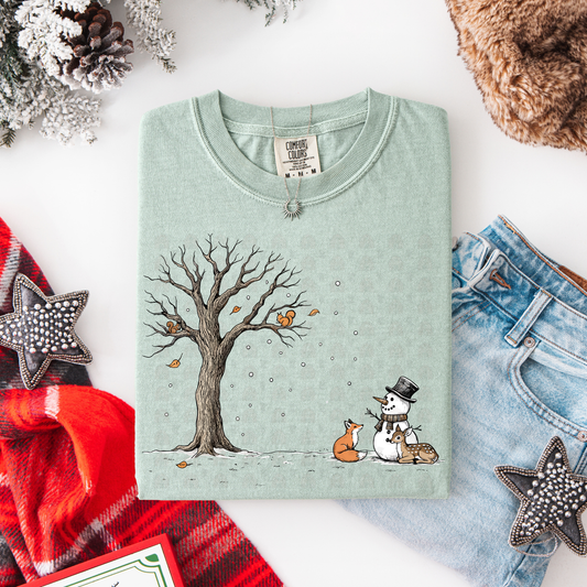 Snowman With Fox Deer And Squirrels