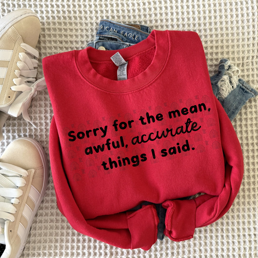 Sorry For The Mean Things I Said