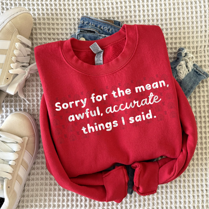 Sorry For The Mean Things I Said
