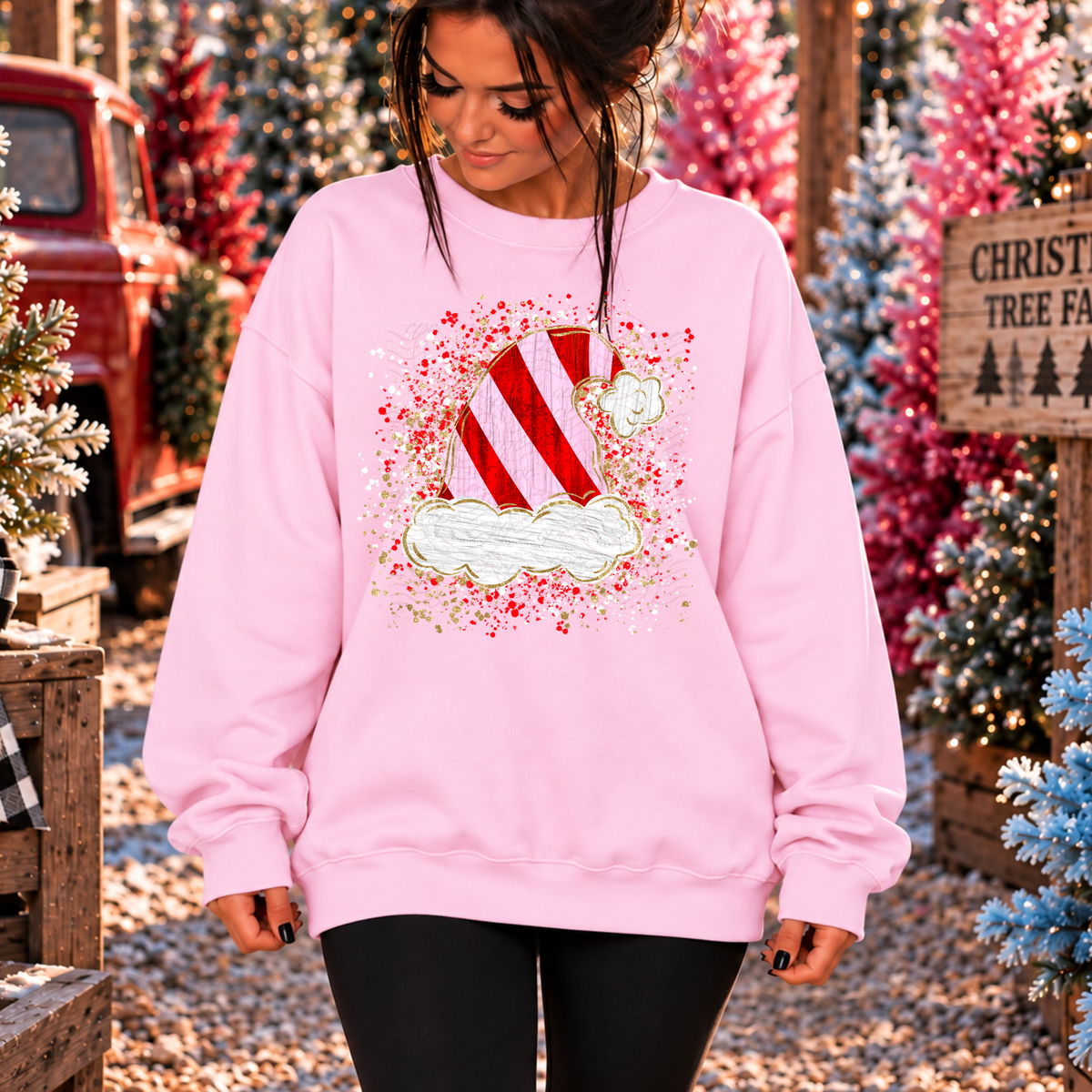 Splatter Candy Stripe Santa Hat