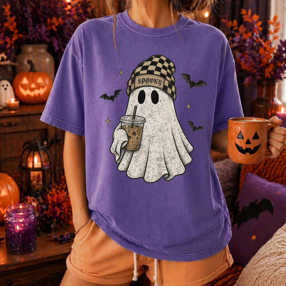 Spooky Check Hat Ghost