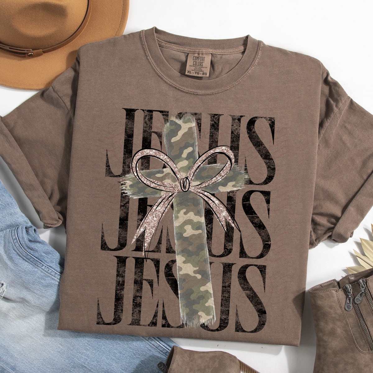 Stacked Jesus Camo Cross