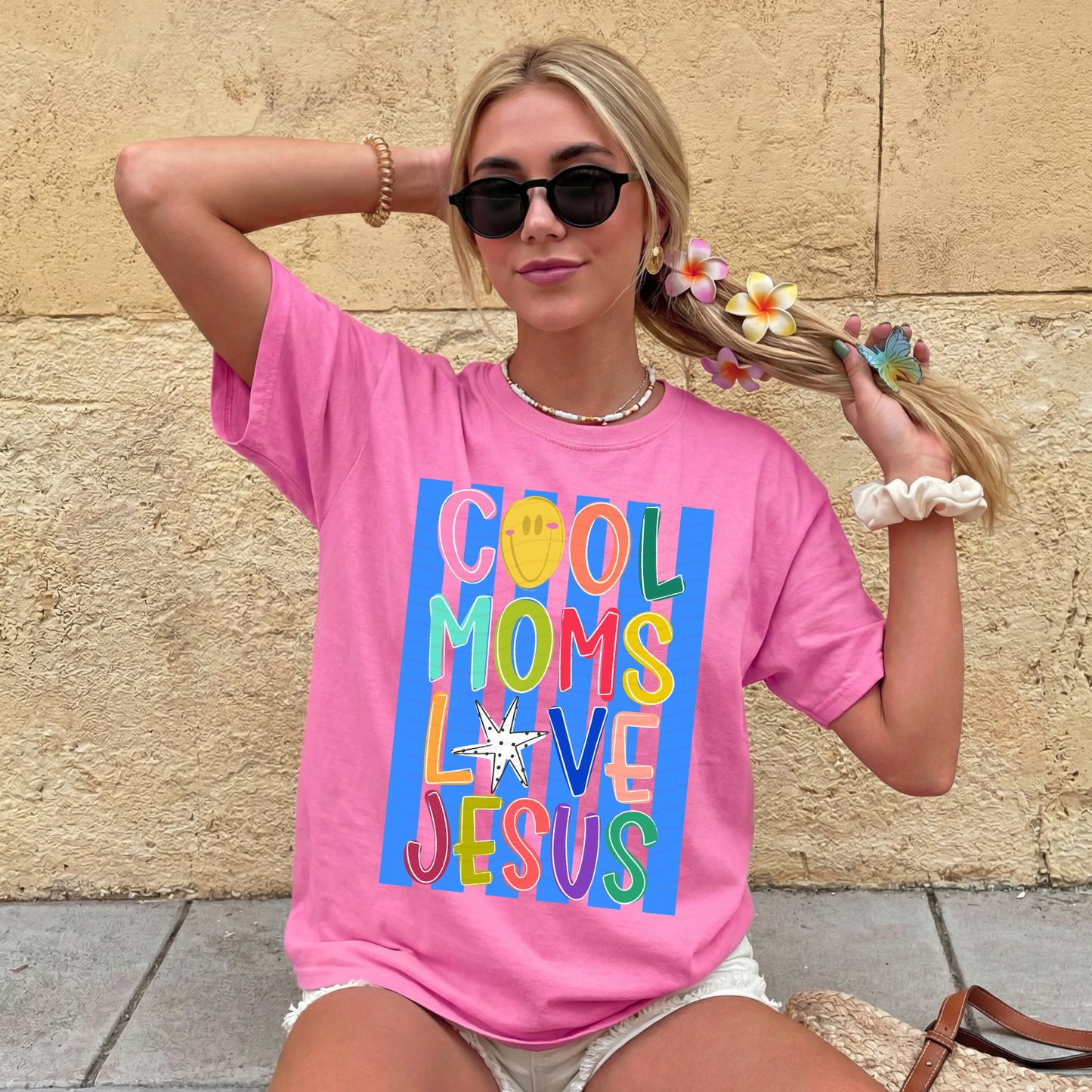 Striped Cool Moms Love Jesus