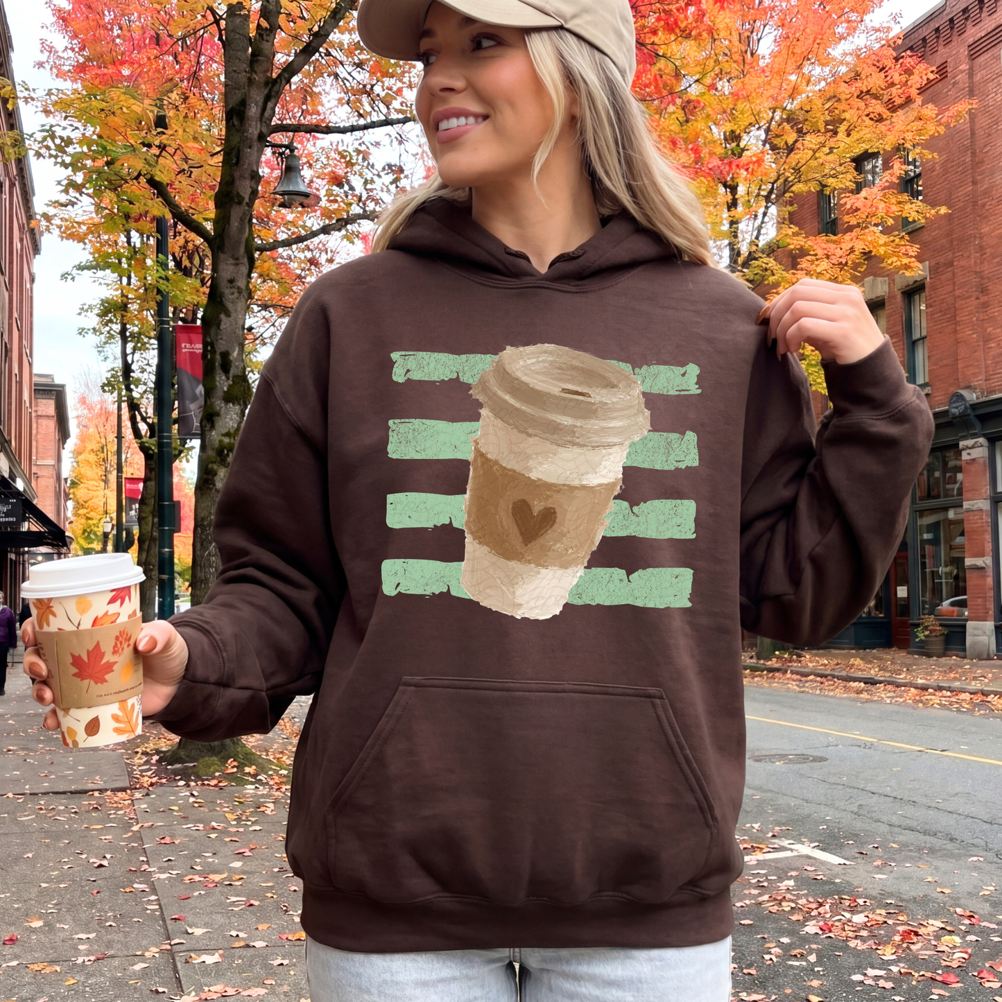 Stripes Fall Heart Coffee