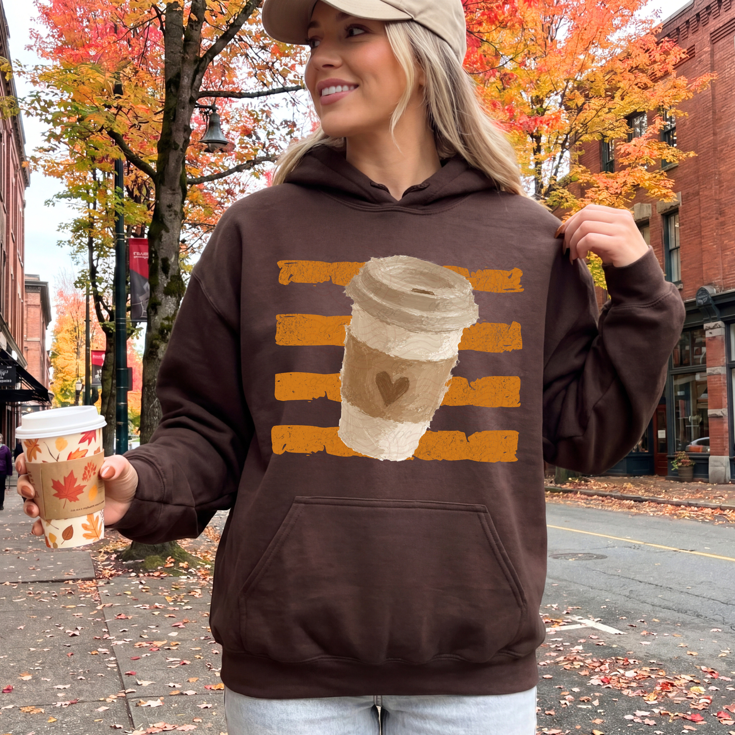 Stripes Fall Heart Coffee