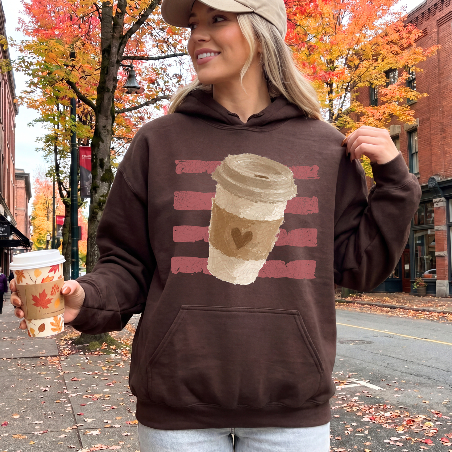 Stripes Fall Heart Coffee