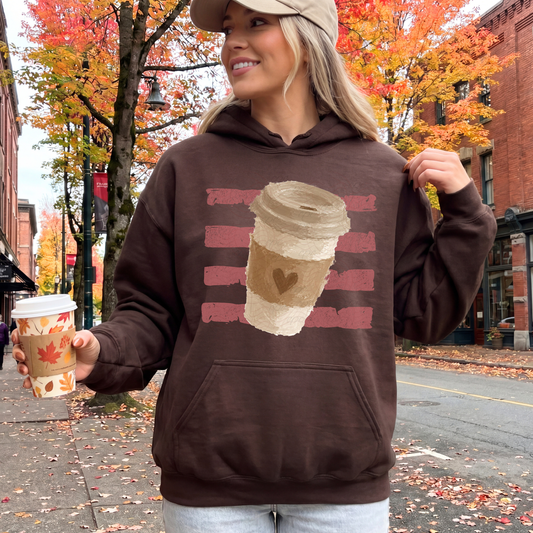 Stripes Fall Heart Coffee