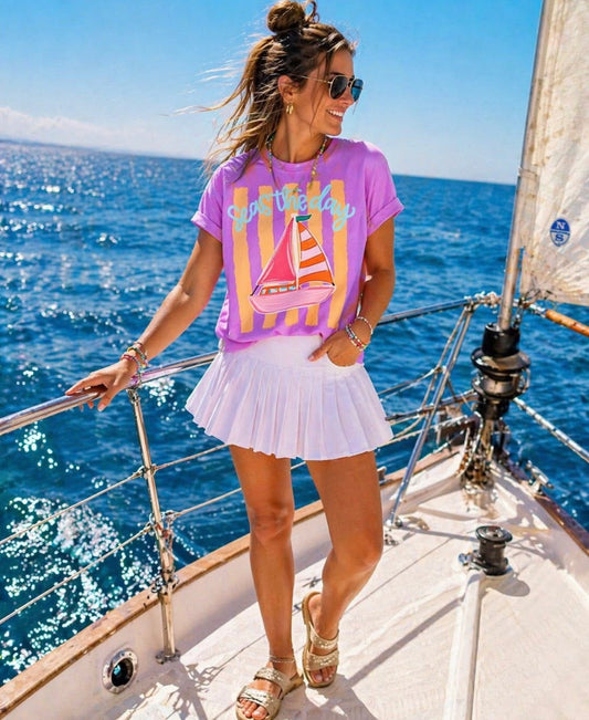 Stripes Sailboat Seas The Day