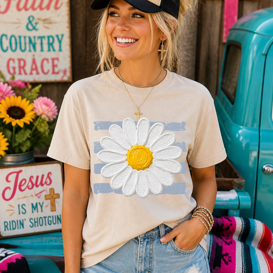 Summer Stripes Painted Daisy