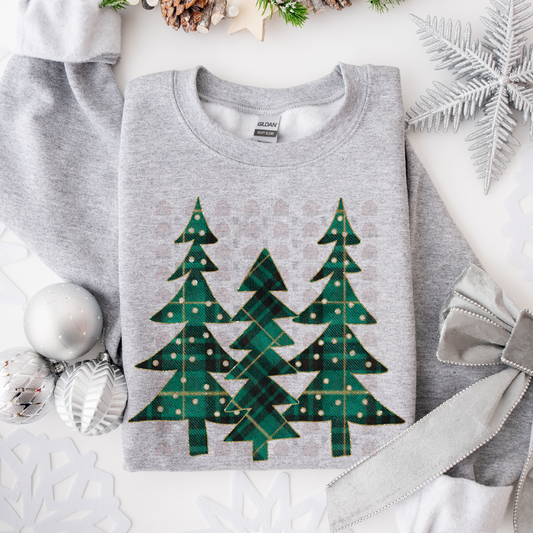 Tree Trio Green Plaid And Gold