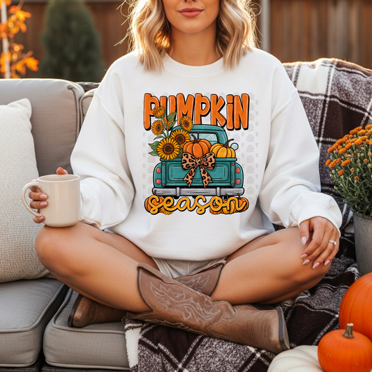 Truck With Pumpkins And Sunflowers