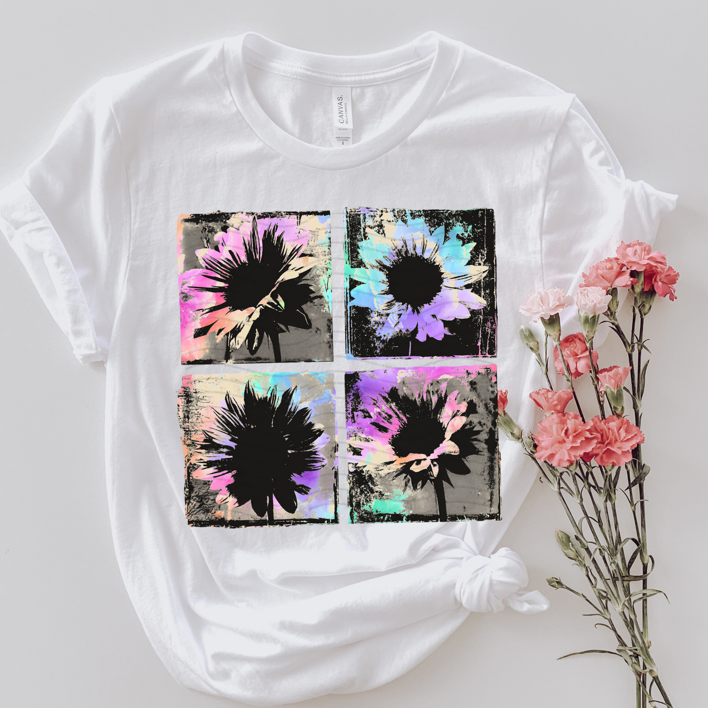 Vibrant Ink Blot Sunflowers