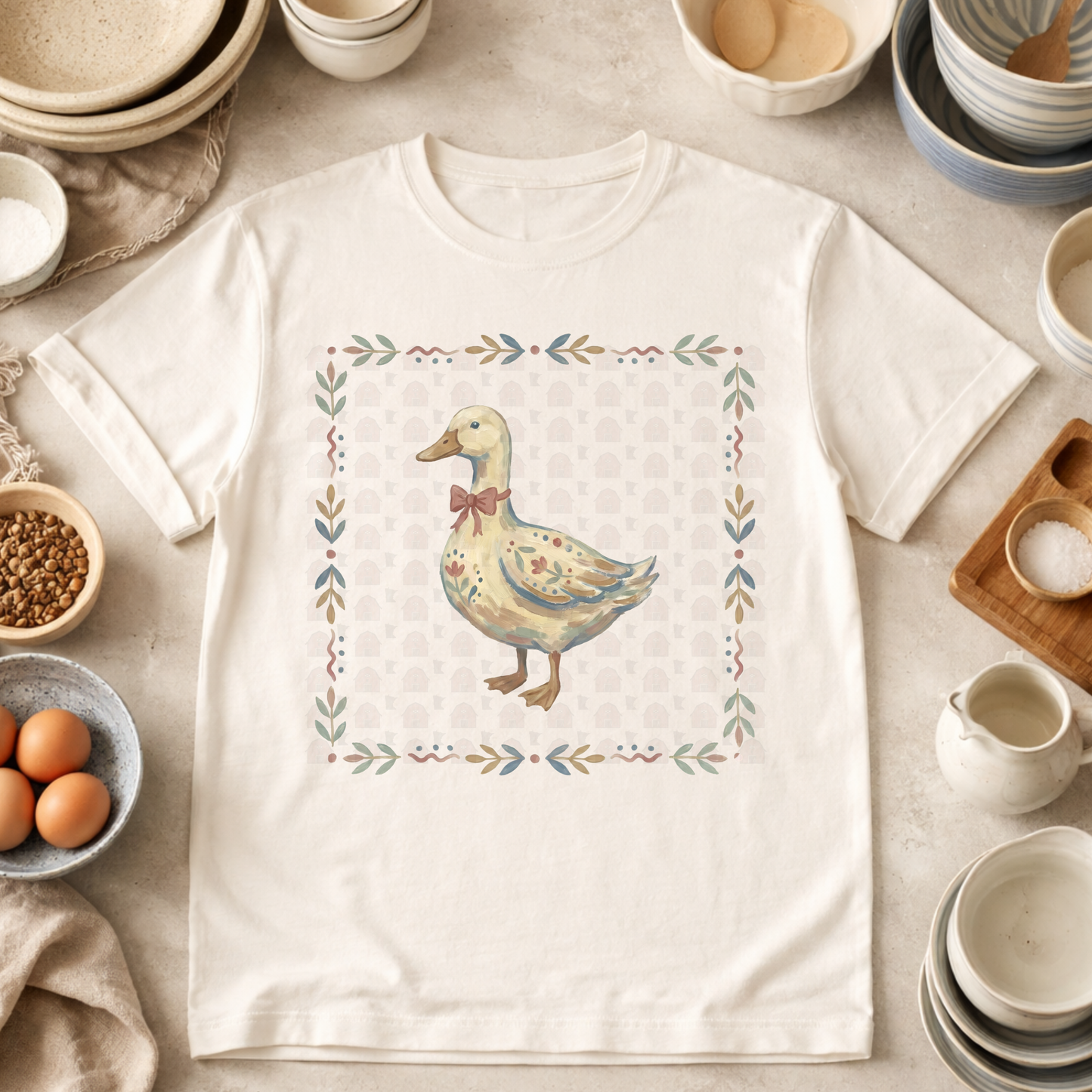 Vintage Floral Frame Goose