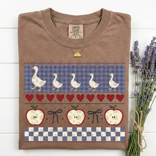 Vintage Geese Hearts And Apples