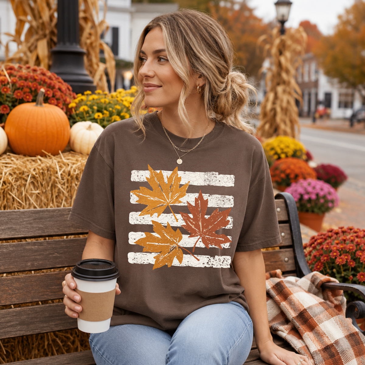 Vintage Leaves Stripes