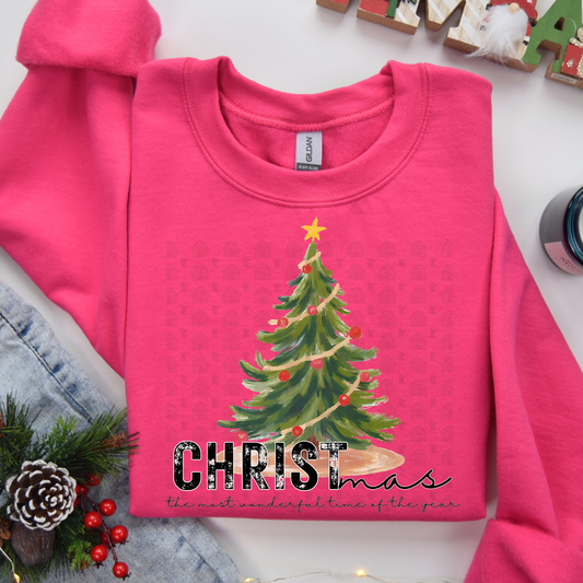 Watercolor Christmas Tree Most Wonderful Time