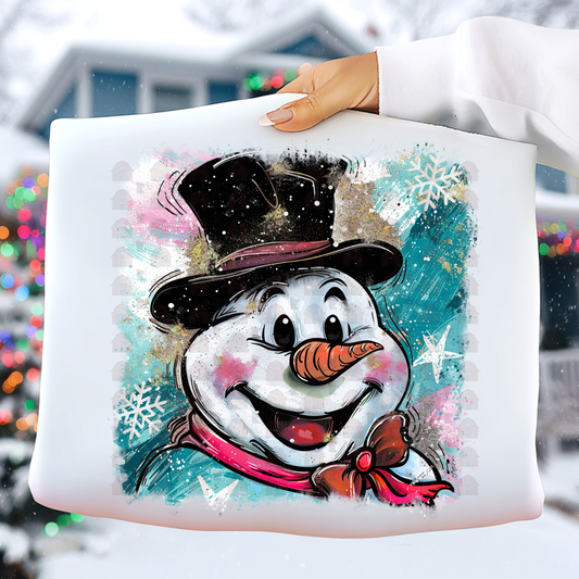 Watercolor Happy Snowman