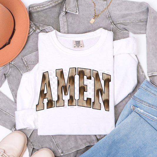 Watercolor Leopard Amen