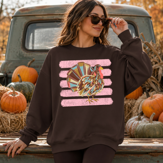 Watercolor Turkey Pink Stripes