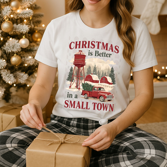 Water Tower Red Truck In A Small Town