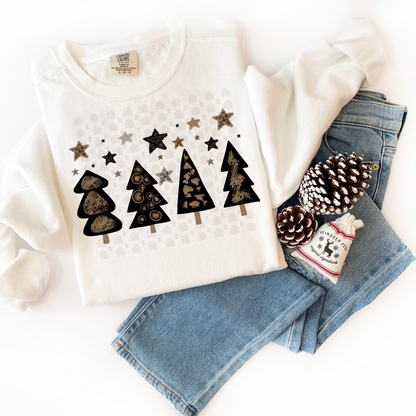 Whimsical Black And Gold Trees